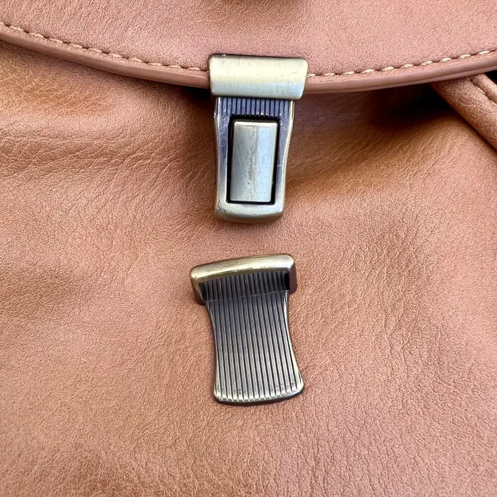 Antik Kraft Stephanie Backpack Tan Vegan Leather Bucket Crossbody Bag Top Handle - Picture 10 of 15